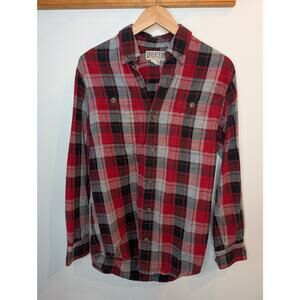 Duluth Flannel Men's Shirt Red Black Gray Plaid Cotton Button Down Large